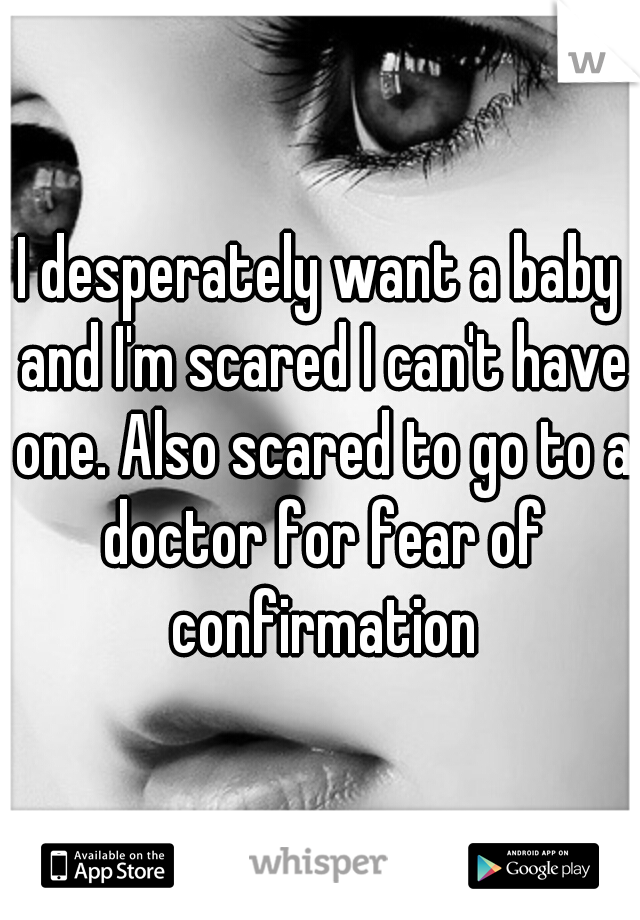 I desperately want a baby and I'm scared I can't have one. Also scared to go to a doctor for fear of confirmation