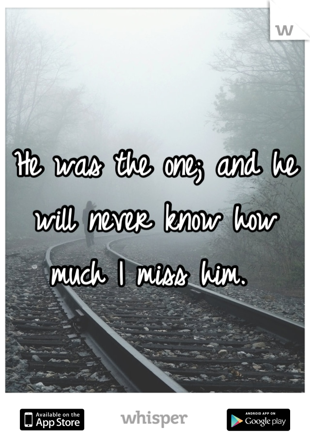 He was the one; and he will never know how much I miss him. 