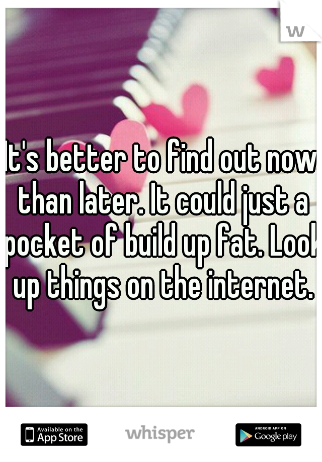 It's better to find out now than later. It could just a pocket of build up fat. Look up things on the internet.