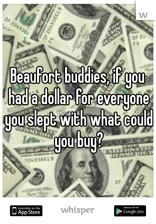 Beaufort buddies, if you had a dollar for everyone you slept with what could you buy?