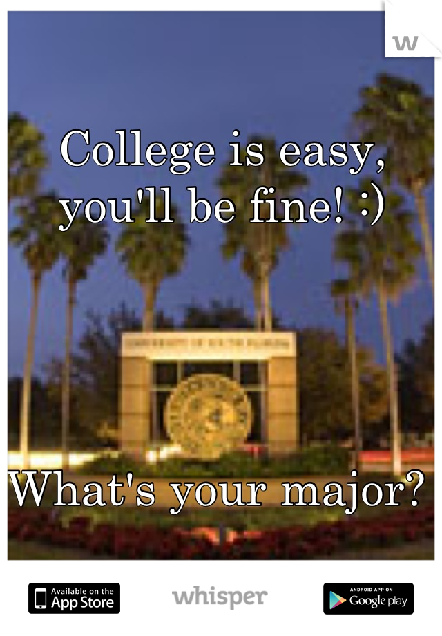 College is easy, you'll be fine! :)




What's your major? 