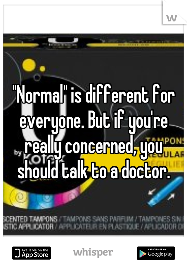"Normal" is different for everyone. But if you're really concerned, you should talk to a doctor.