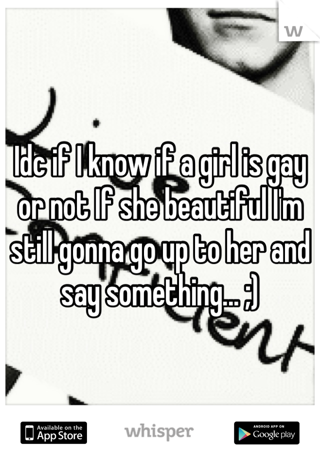 Idc if I know if a girl is gay or not If she beautiful I'm still gonna go up to her and say something... ;)