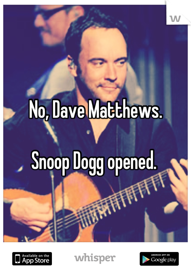 No, Dave Matthews. 

Snoop Dogg opened. 