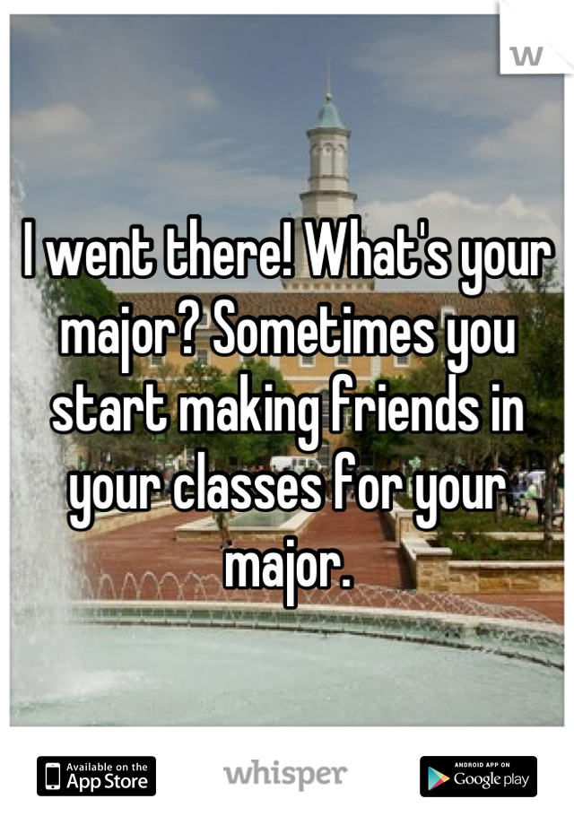 I went there! What's your major? Sometimes you start making friends in your classes for your major.