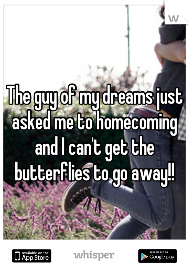 The guy of my dreams just asked me to homecoming and I can't get the butterflies to go away!!