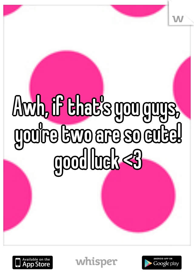 Awh, if that's you guys, you're two are so cute! good luck <3