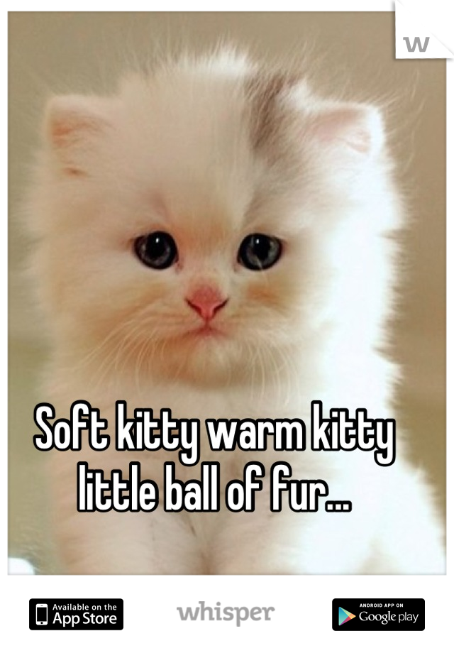 Soft kitty warm kitty little ball of fur...