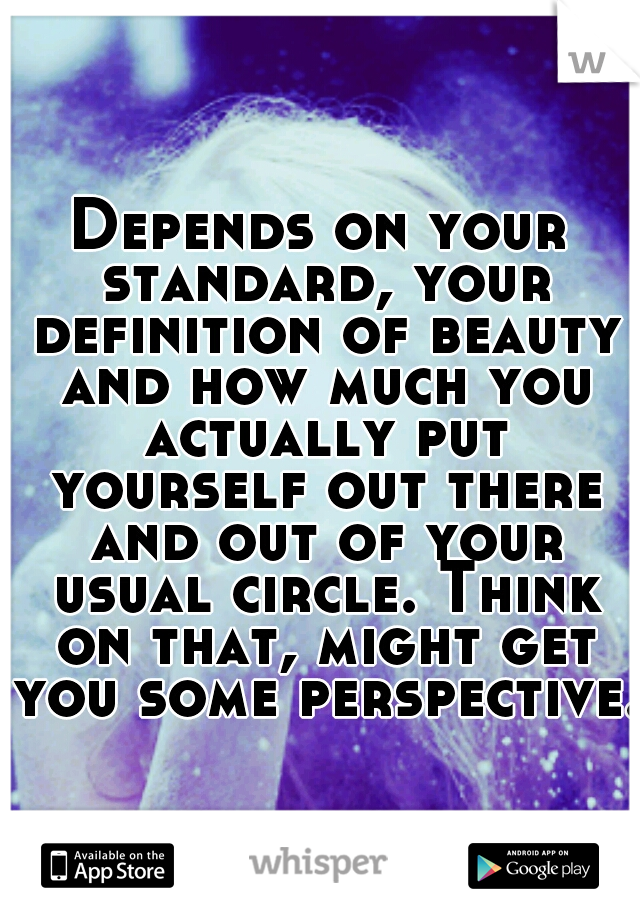 Depends on your standard, your definition of beauty and how much you actually put yourself out there and out of your usual circle. Think on that, might get you some perspective.