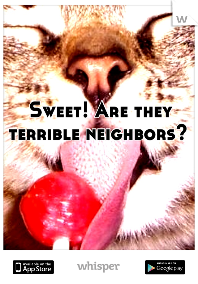 Sweet! Are they terrible neighbors? 