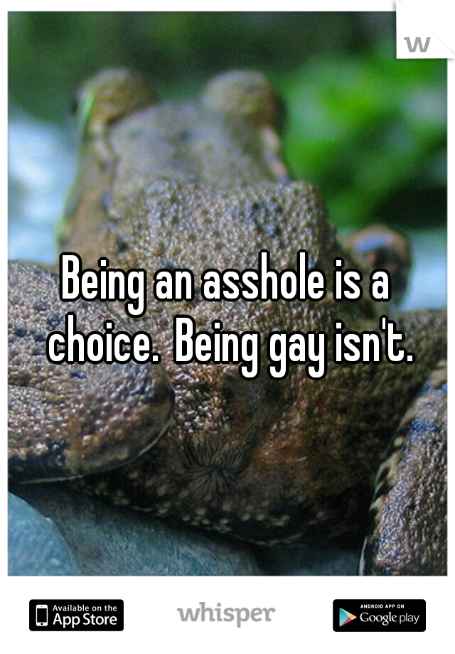 Being an asshole is a choice.
Being gay isn't.