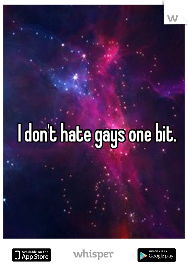 I don't hate gays one bit. 
