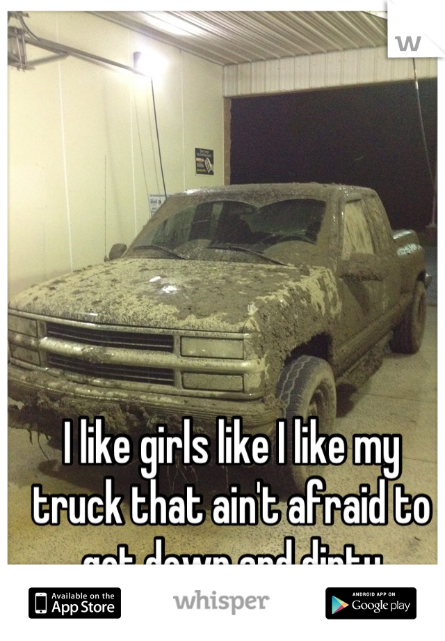 I like girls like I like my truck that ain't afraid to get down and dirty