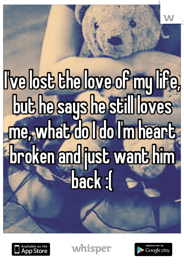 I've lost the love of my life, but he says he still loves me, what do I do I'm heart broken and just want him back :(