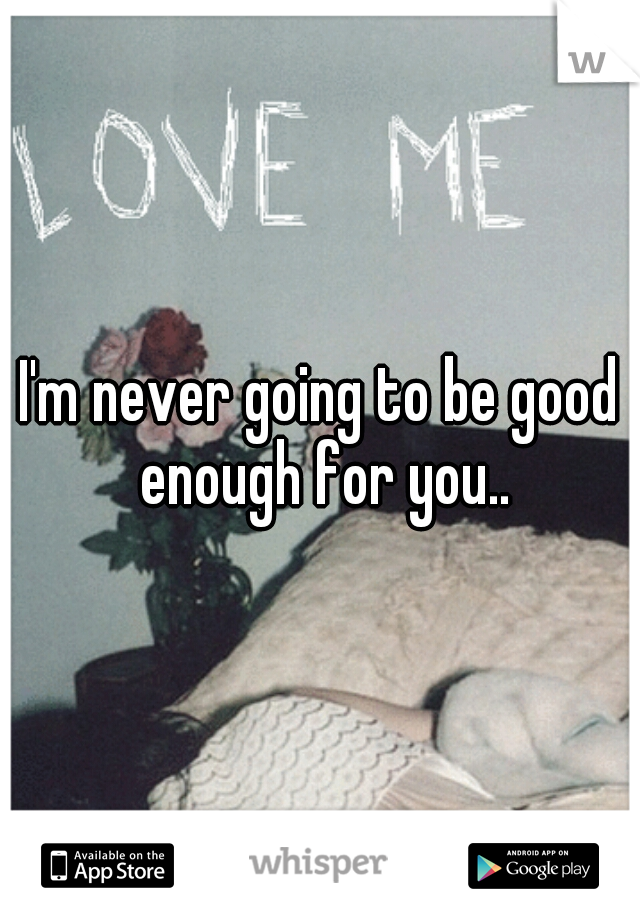 I'm never going to be good enough for you..