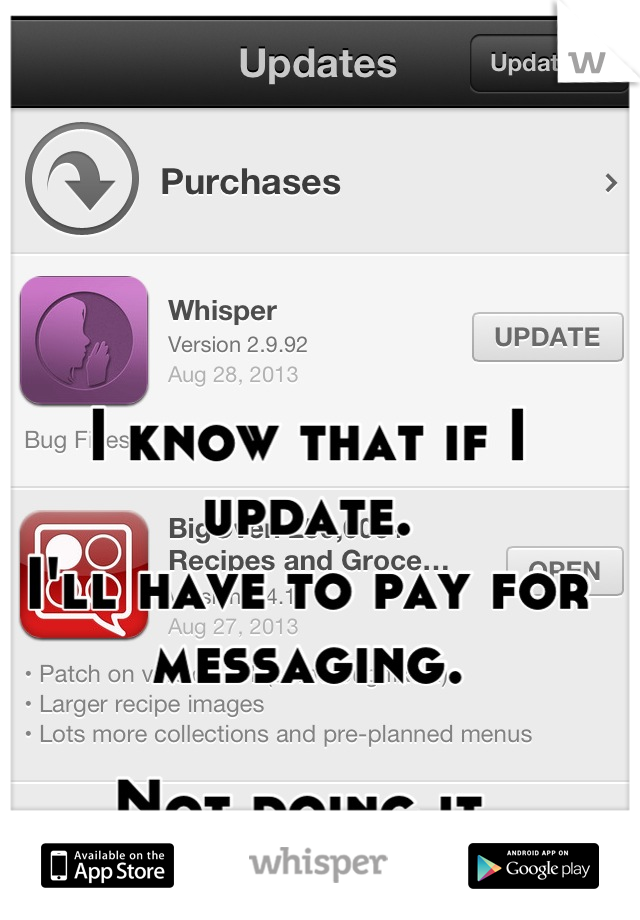 I know that if I update.
I'll have to pay for messaging.

Not doing it.