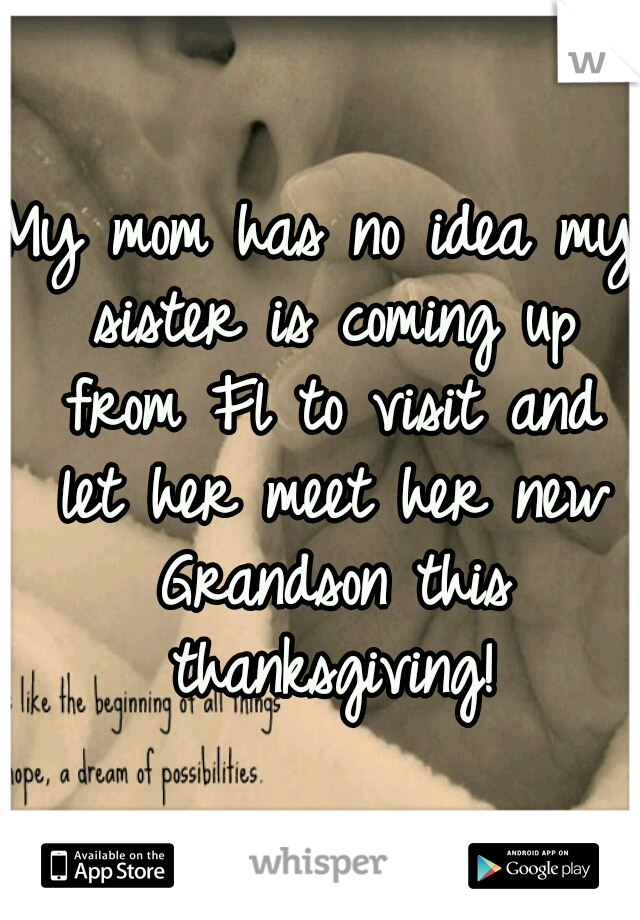 My mom has no idea my sister is coming up from Fl to visit and let her meet her new Grandson this thanksgiving!