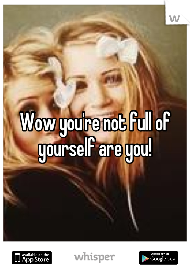 Wow you're not full of yourself are you!