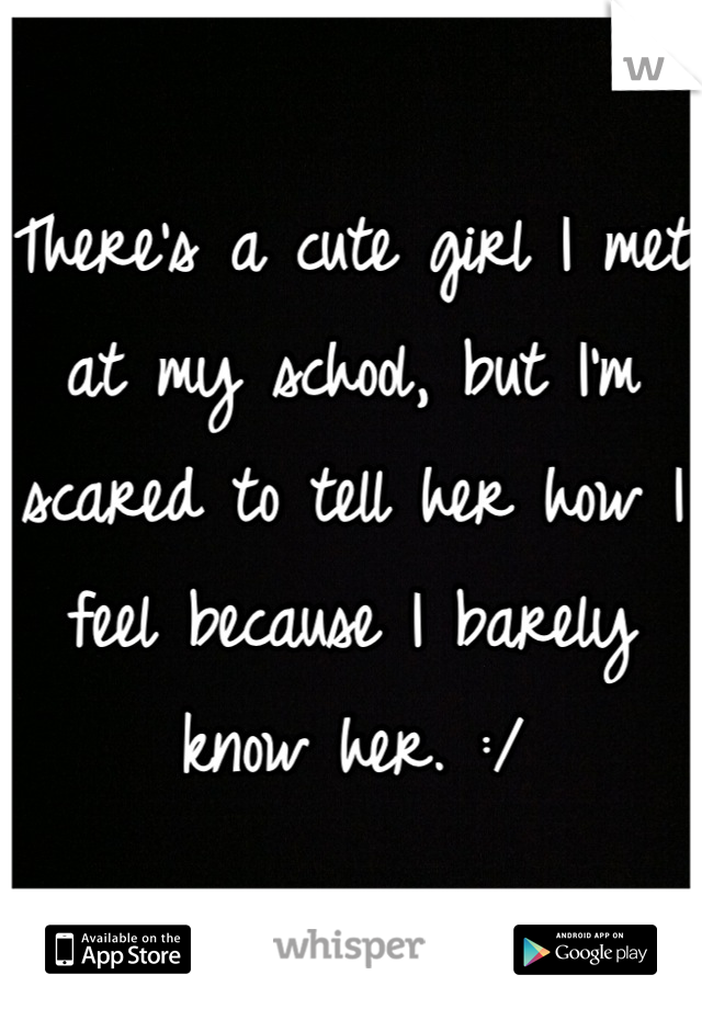 There's a cute girl I met at my school, but I'm scared to tell her how I feel because I barely know her. :/