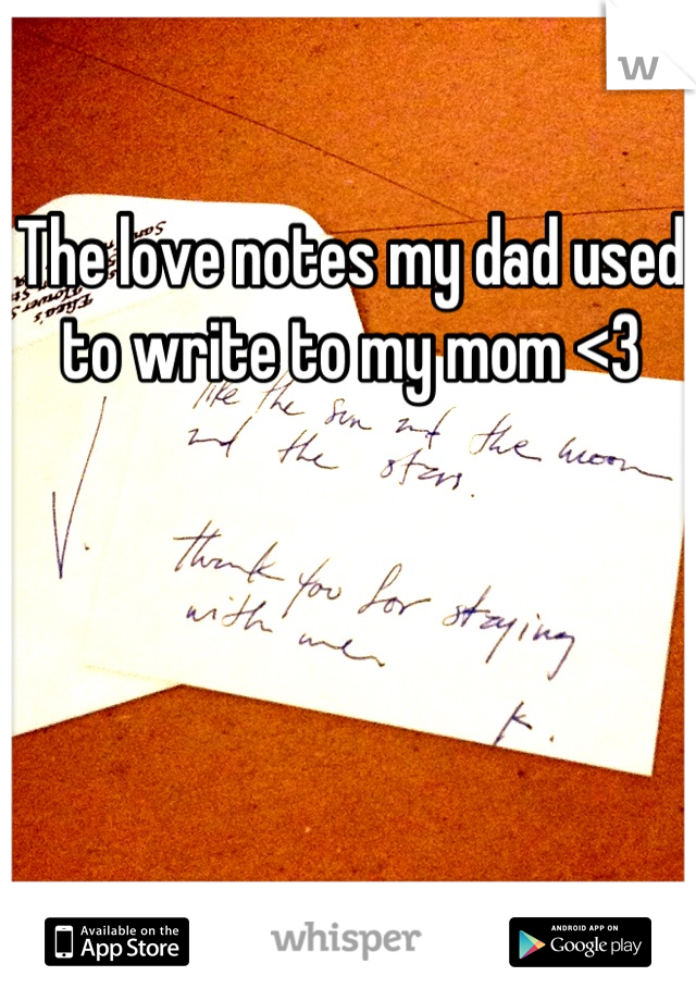 The love notes my dad used to write to my mom <3