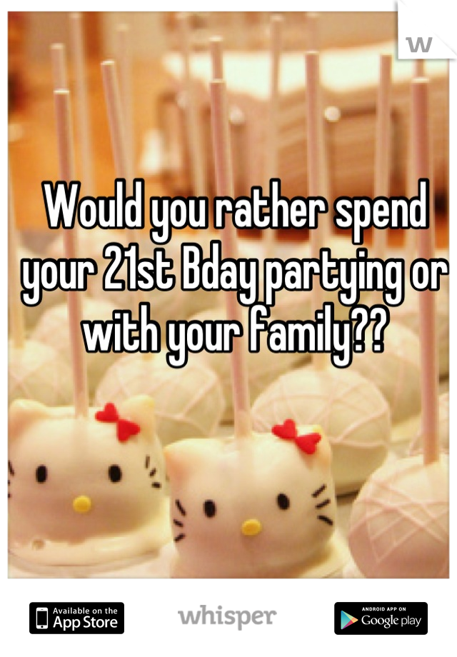 Would you rather spend your 21st Bday partying or with your family??
