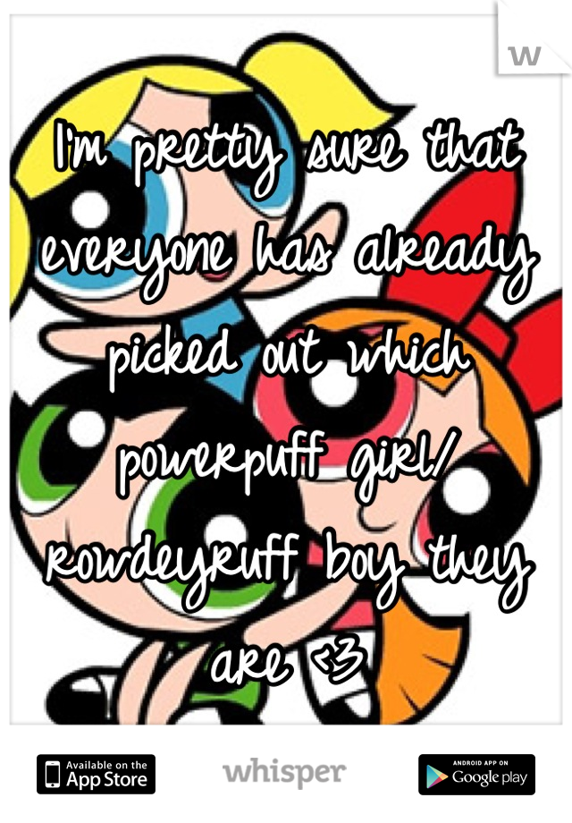 I'm pretty sure that everyone has already picked out which powerpuff girl/ rowdeyruff boy they are <3