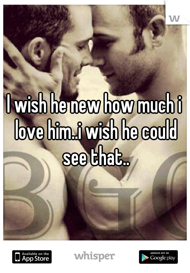 I wish he new how much i love him..i wish he could see that..