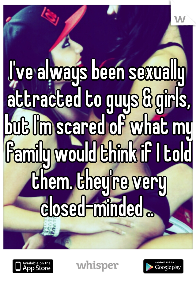 I've always been sexually attracted to guys & girls, but I'm scared of what my family would think if I told them. they're very closed-minded .. 