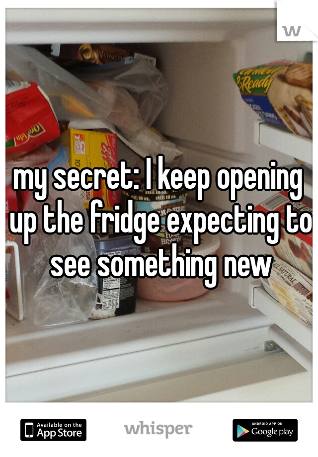 my secret: I keep opening up the fridge expecting to see something new
