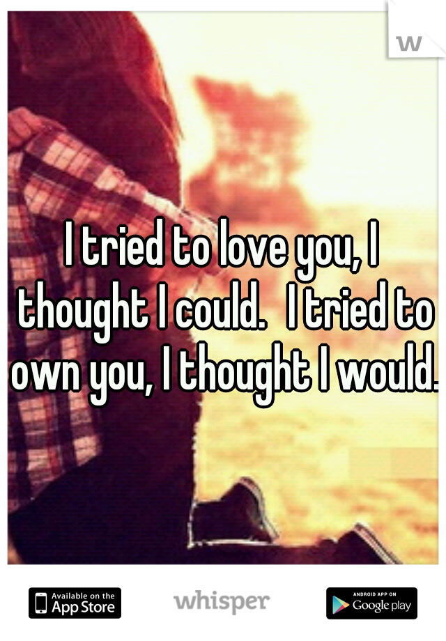 I tried to love you, I thought I could.
I tried to own you, I thought I would.