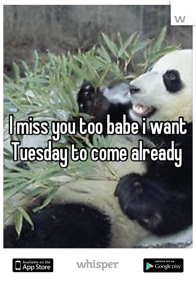I miss you too babe i want Tuesday to come already 