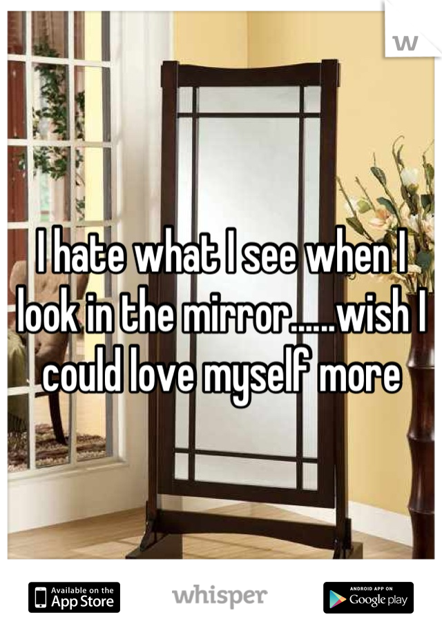 I hate what I see when I look in the mirror......wish I could love myself more