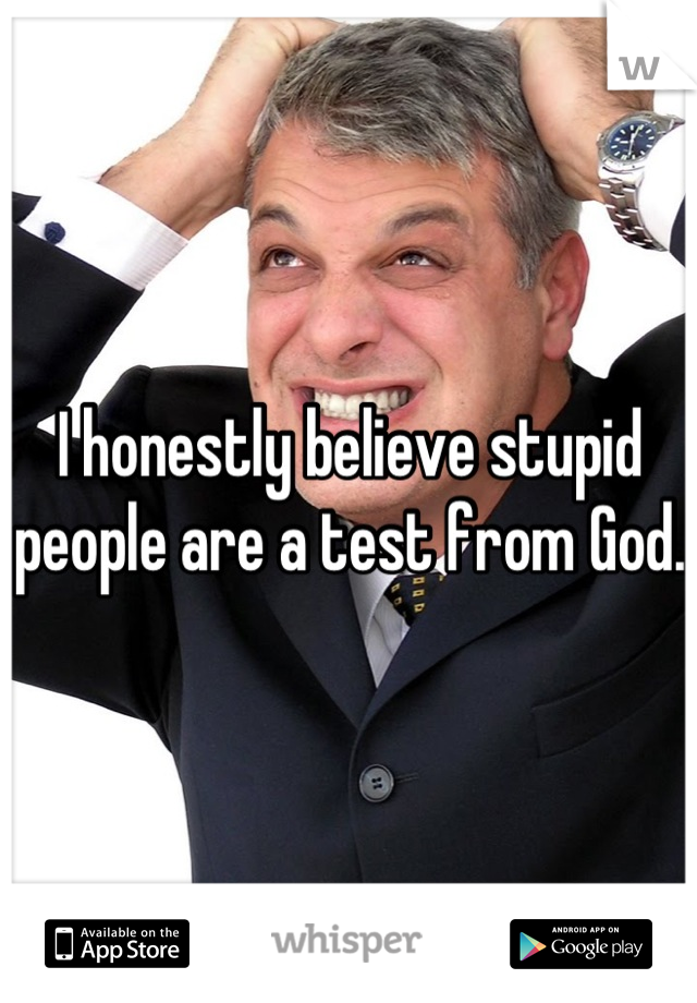I honestly believe stupid people are a test from God.