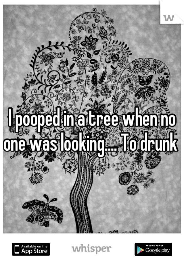 I pooped in a tree when no one was looking.... To drunk 