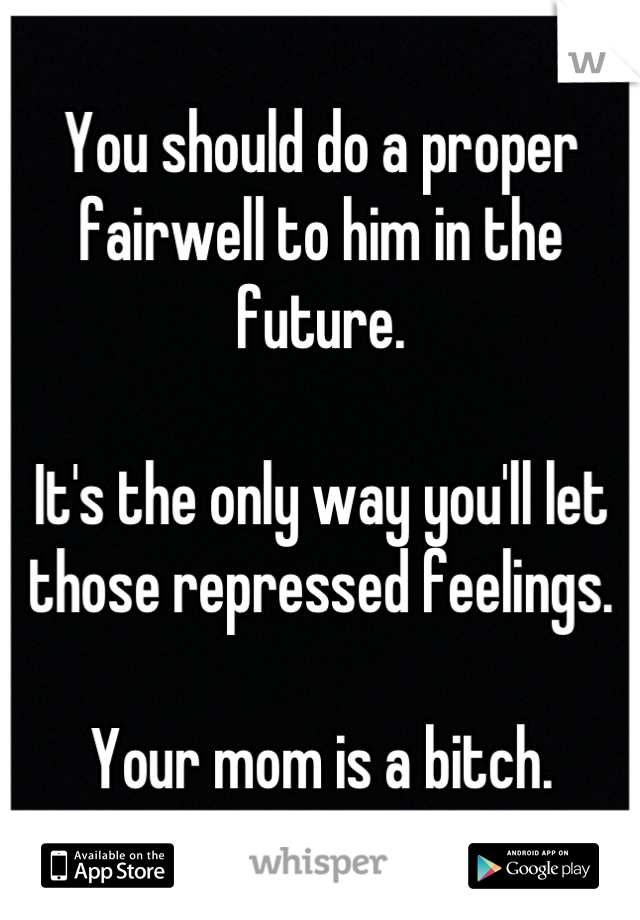 You should do a proper fairwell to him in the future.

It's the only way you'll let those repressed feelings. 

Your mom is a bitch.