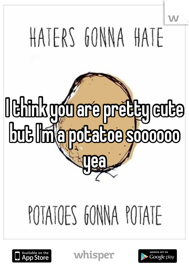 I think you are pretty cute but I'm a potatoe soooooo yea