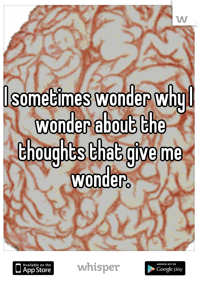 I sometimes wonder why I wonder about the thoughts that give me wonder.