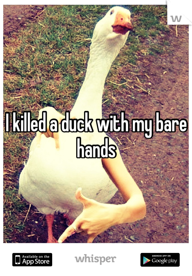 I killed a duck with my bare hands
