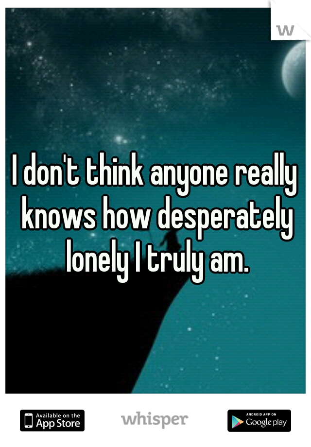 I don't think anyone really knows how desperately lonely I truly am.