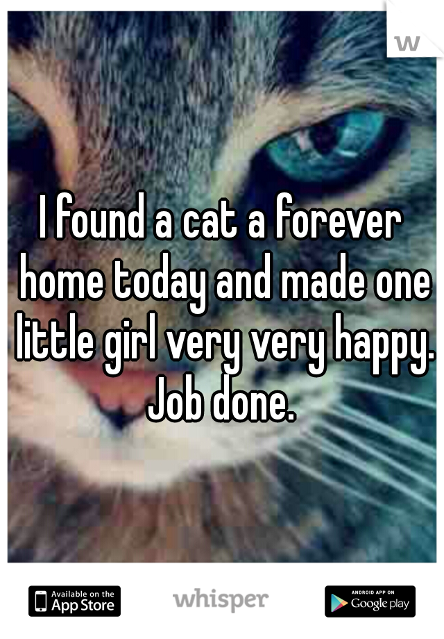 I found a cat a forever home today and made one little girl very very happy. Job done. 