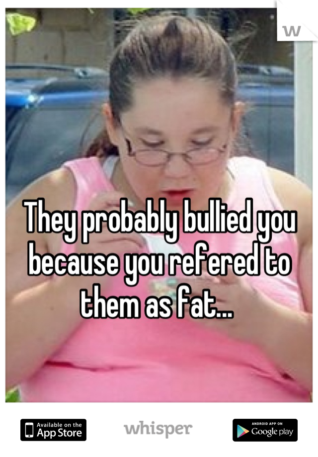 They probably bullied you because you refered to them as fat... 