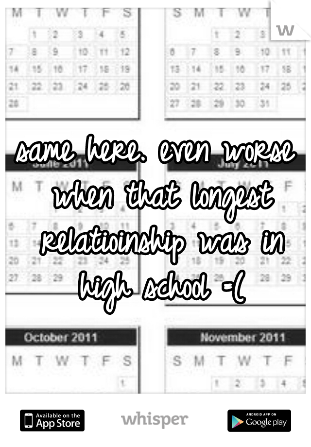 same here. even worse when that longest relatioinship was in high school =(
