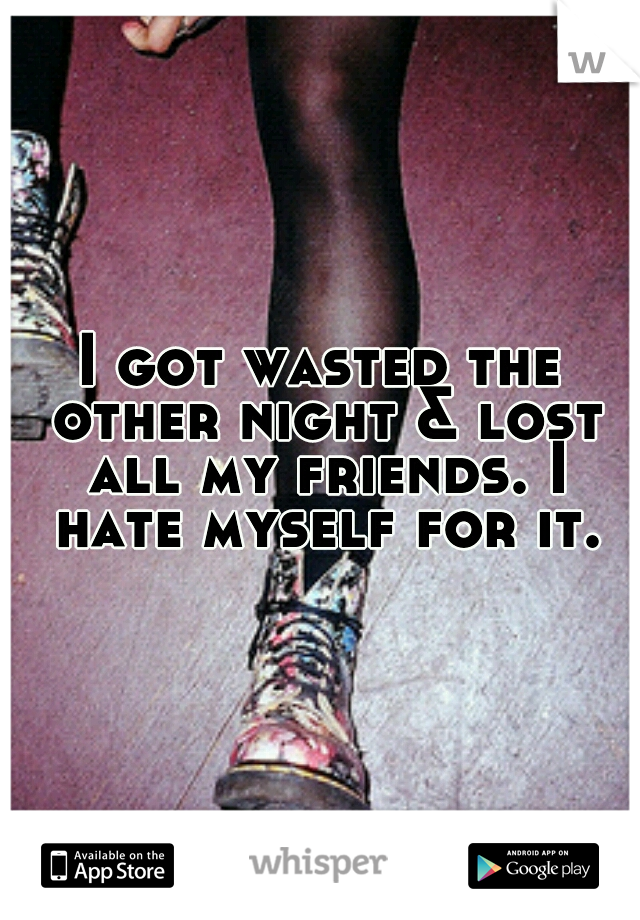 I got wasted the other night & lost all my friends. I hate myself for it.