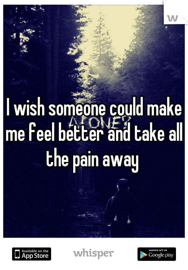 I wish someone could make me feel better and take all the pain away 