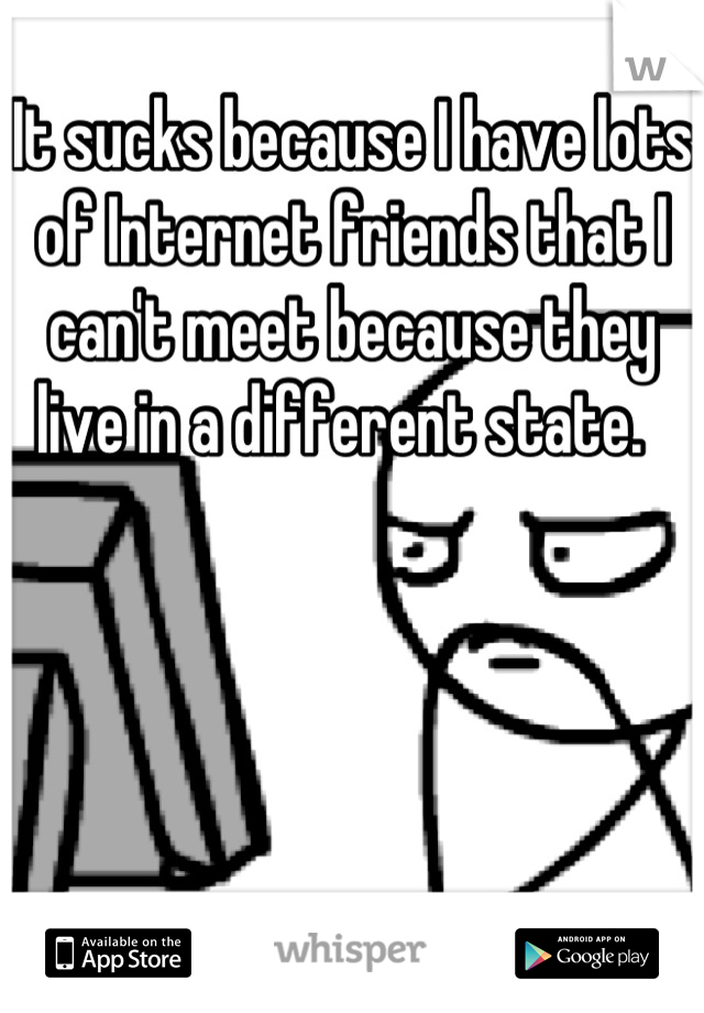 It sucks because I have lots of Internet friends that I can't meet because they live in a different state.  