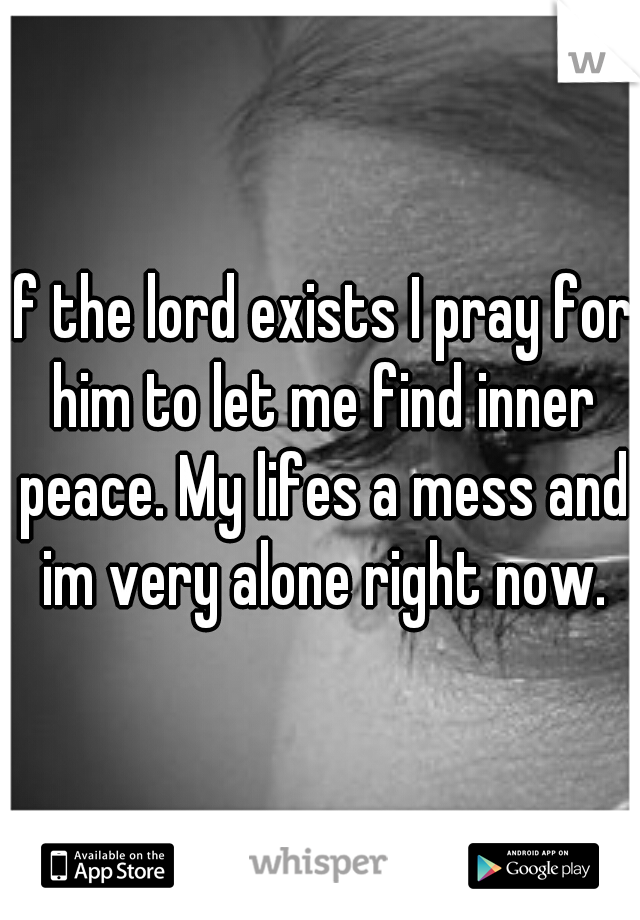 If the lord exists I pray for him to let me find inner peace. My lifes a mess and im very alone right now.