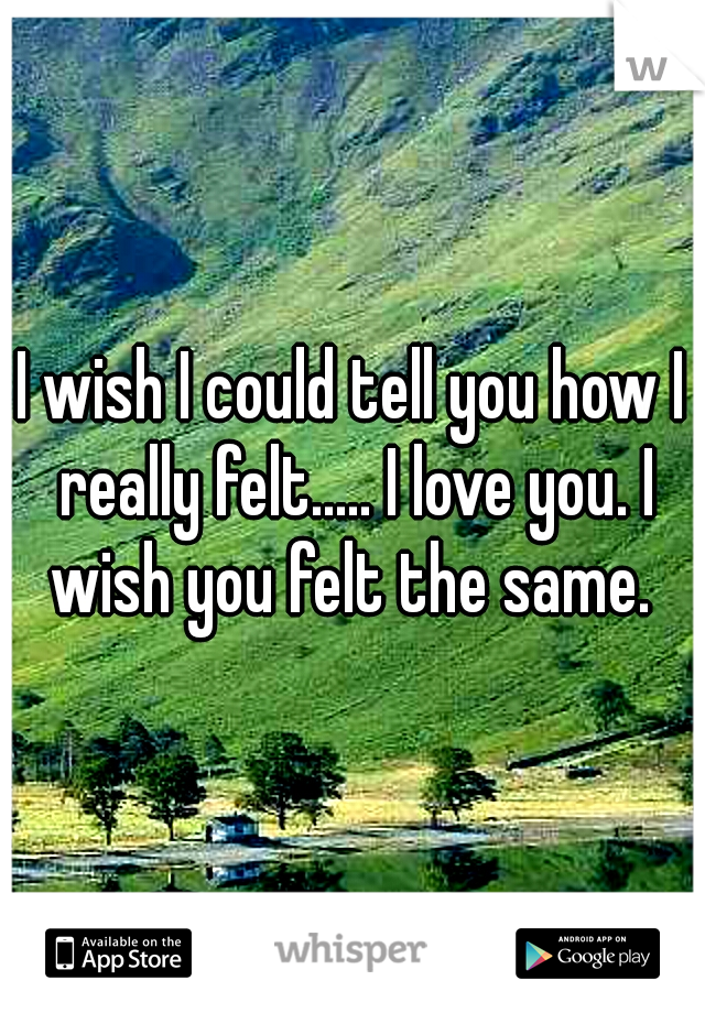 I wish I could tell you how I really felt..... I love you. I wish you felt the same. 