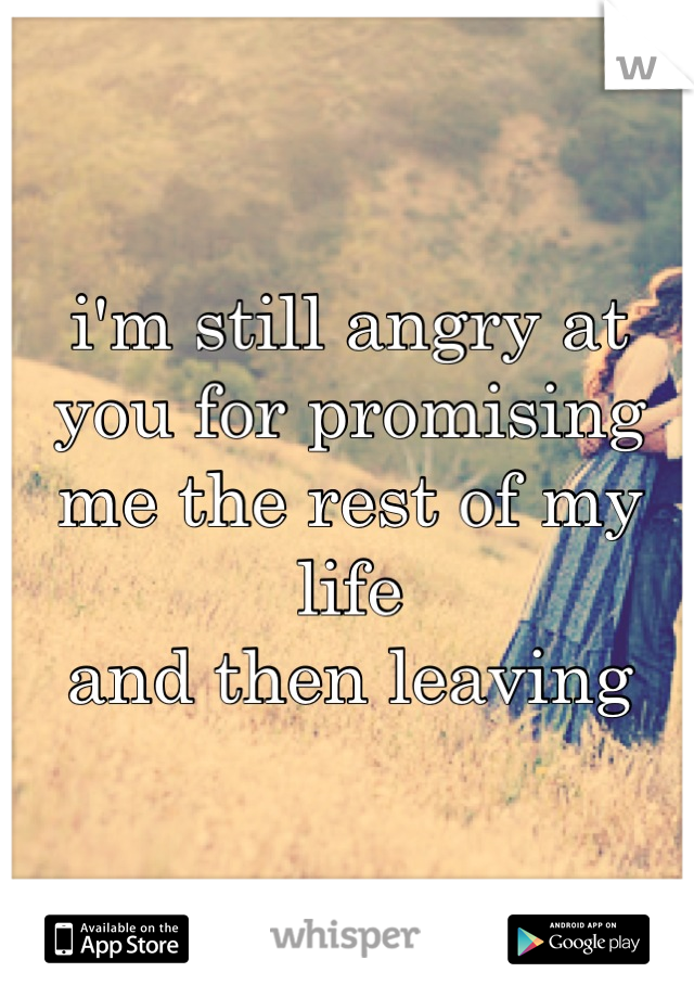 i'm still angry at you for promising
me the rest of my life
and then leaving