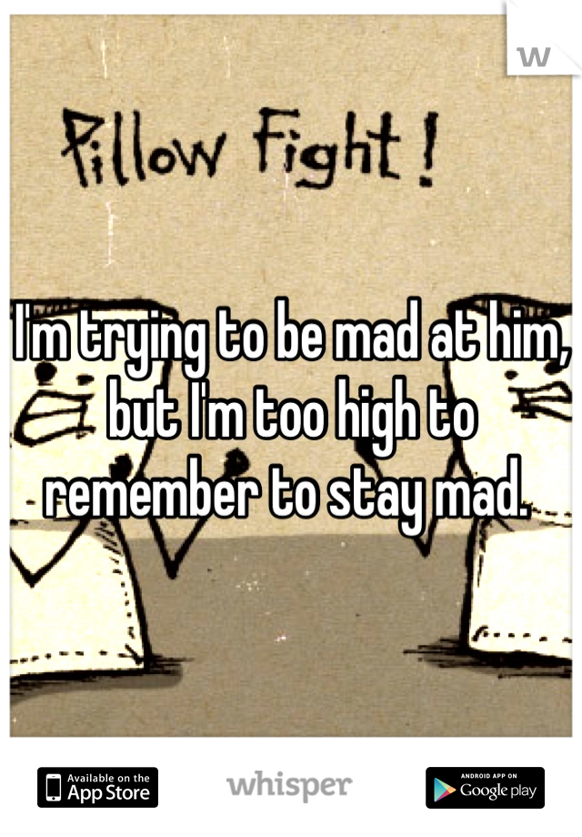 I'm trying to be mad at him, but I'm too high to remember to stay mad. 