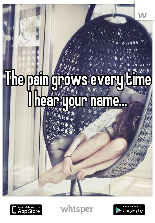 The pain grows every time I hear your name...


